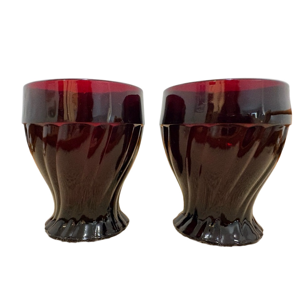 🌸3 For $30🌸Anchor Hocking Swirl Royal Ruby, Set of 2 Tumblers